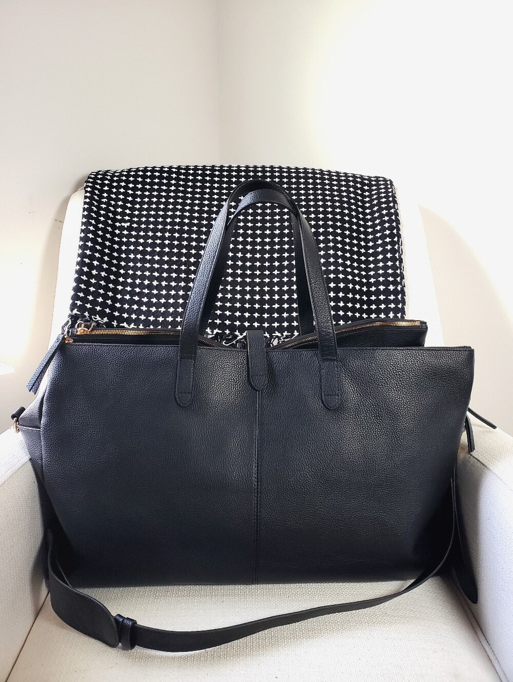 Quince Black Italian Leather Weekender Bag Travel Duffel Tote - Picture 7 of 16